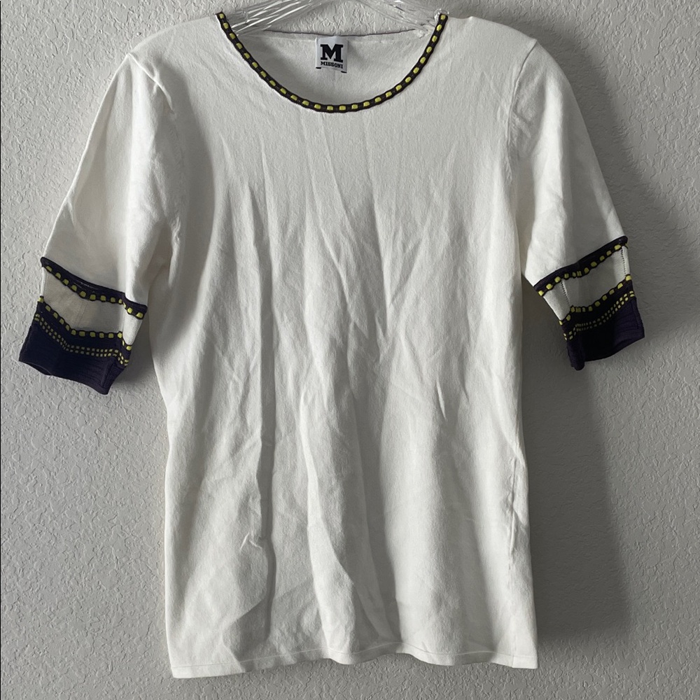 Missoni Cream Top with Yellow and Purple Trim